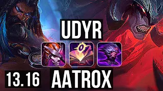 UDYR vs AATROX (TOP) | 10/0/3, 7 solo kills, Legendary, Rank 9 Udyr | KR Challenger | 13.16