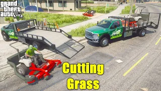 Lawn Care Company Cutting Grass With Exmark Zero Turn Lawn Mower & Landscape Ram 5500 - GTA 5 MODS