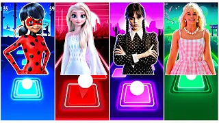 Miraculous LadyBug 🆚 Elsa - Frozen 🆚 Wednesday Addams 🆚 Barbie 🎶 Tiles Hop EDM Rush