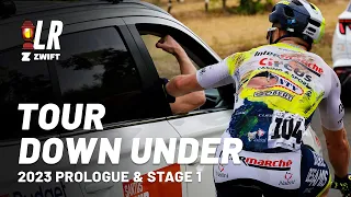 Multiple Crashes During Nervous Sprint Stage | Tour Down Under Stage 1 2023 | Lanterne Rouge x Zwift