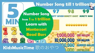 Number Song - How to count from 1 to 1 trillion in English - montessori golden beads