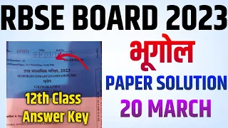 rbse board 12th geography paper solution 2023, class 12 rbse board exam 2023 geography answer key