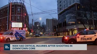 Man has critical injuries after shooting in downtown core.