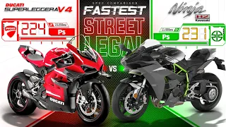 Ducati Superleggera V4 vs Kawasaki Ninja H2 ┃ Fastest Street Legal Superbike