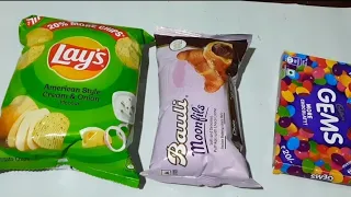 Lot's of chips and chocolates opening ASMR/ Lay's chips, Gems and Bauli. Naks and Yana's candies