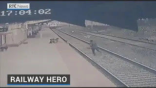 Indian railway worker saves child from onrushing train