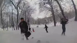 2018-12-25 13:13 winter snow sledging in Kyiv Nyvky Park катання на санках в парку Нивки Київ Киев