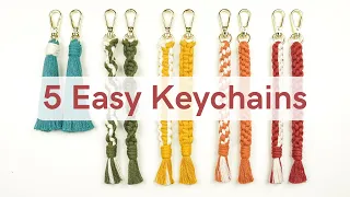 DIY 5 Quick & Colorful Macramé Keychains | Basics Knots & Easy Designs