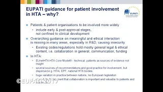 EUPATI webinar - Guidance on patient involvement in HTA