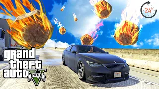 تحدي العيش 24 ساعة أسفل شلال من الشهب في جي تي أي 5 | GTA V Meteor Challenge