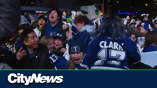 Maple Leafs fans erupt with joy after overtime win against Tampa