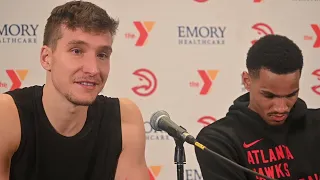 Atlanta Hawks’ Dejounte Murray And Bogdan Bogdanović After OT Win Over Celtics