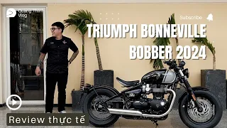 Review xe moto classic 2023 2024 Triumph Bonneville Bobber - Jet Black Ash Gray