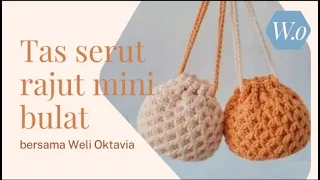 Merajut pouch serut mini bulat ||crochet,Tas rajut serut bulat