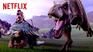 DINO STAMPEDE! | Jurassic World Camp Cretaceous | Netflix After School