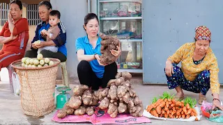 Go to the Market to Sell Big Wild Tubers & Boiled Corn - Taking Care of Ducks & Chicks 10 Days Old