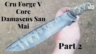 Making a Cru Forge V San Mai Damascus Knife - Part 2