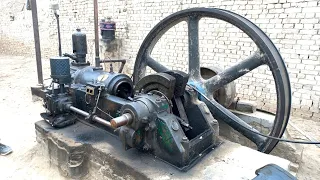 90years Old Black Ruston Diesel Engine || Starting Big Desi Feul Engine