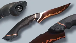 Making the "Moonlight" - Black Damascus Knife