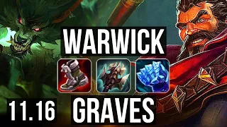 WARWICK vs GRAVES (TOP) | 7/0/4, Rank 5 Warwick, 1100+ games, 1.0M mastery | BR Master | v11.16