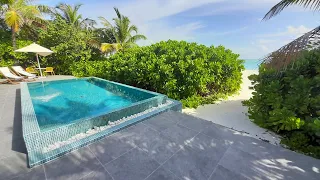 The Standard Maldives Huruvalhi resort review. Beach pool villa room tour. Luxury beachfront hotel