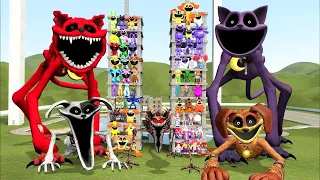 DESTROY ALL 3D CATNAP SMILING CRITTERS POPPY PLAYTIME ALPHABET LORE FAMILY in TWIN TOWER - GMod