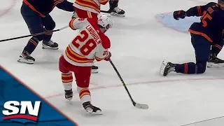 Elias Lindholm And Mikael Backlund Combine For Two Goals In 36 Seconds