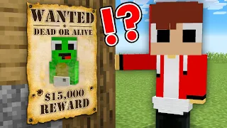 My Friend became a WANTED In Minecraft Baby JJ and Mikey challenge (Maizen Mizen Mazien)