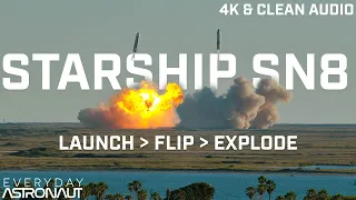 SpaceX Starship SN8 Test Flight [Incredible Clean Audio & Real-time 4k Video]