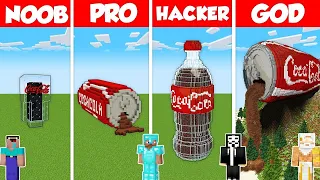 COCA COLA CAN HOUSE BUILD CHALLENGE - Minecraft Battle: NOOB vs PRO vs HACKER vs GOD / Animation