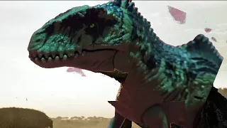 T rex vs Giganotosaurus jurassic world dominion prologue stop motion