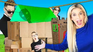 DIY Survival Fort Challenge in Our Empty New House! (Matt and Rebecca Vs. Agents Surprising Results)