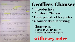Geoffrey Chauser | Character sketch of Geoffrey Chaucer | English literature