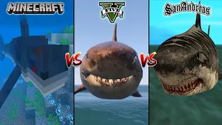 MINECRAFT MEGALODON VS GTA 5 MEGALODON VS GTA SAN ANDREAS MEGALODON - WHO IS BEST?