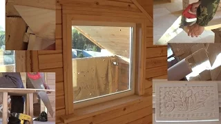 Simple window trim in a wooden house