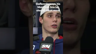 Juraj Slafkovsky says his mom texted him he should shoot more