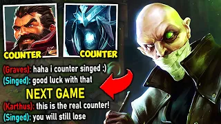 THIS GUY COUNTER PICKS ME TWICE IN A ROW AND GETS GAPPED!! - Rank 1 Singed