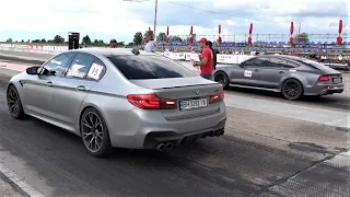 BMW M5 vs Audi RS7 vs VW Golf R - Drag Race