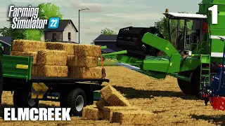 Harvesting Wheat and Stacking Bales | Industrializing Elmcreek | FS22 Timelapse | Ep1