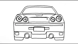 How to draw a Nissan Skyline - How to draw a car step by step - [ Easy Cars Drawing ]