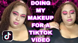 Doing My Makeup For A TikTok Video + Results | Pink Eyeshadow with a Smokey Black Eyeliner Tutorial