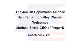 PragerU CEO Marissa Streit speaks to the Jewish Republican Alliance