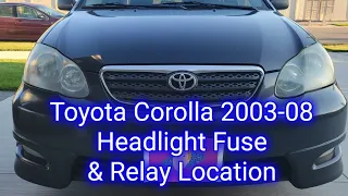 How To Replace HEADLIGHT FUSE AND RELAY On A 2003 2004 2005 2006 2007 2008 Toyota Corolla