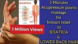 5 Minutes Acupressure point massage to relieve Sciatica and Lower Back Pain | How to cure Sciatica