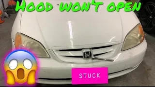 How to: Unlock a Hood that is Stuck closed 2001 - 2005 7th gen Honda Civic and More