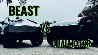 Tesla Cybertruck dual vs tri motor & model x. Off road drag race.