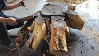 Wood Carving Amazing - Make A Table Coffee From A Tree Stump // Woodworking Art!!!