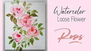 Watercolor roses flower illustration #aquarelle #beginners #roseflower #watercolorflower #serainila