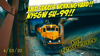 EMD SD60's Working Hard!! NYS&W SU-99 Southern Division!! 4/23/20