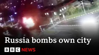 Ukraine war: Moment Russian fighter jet accidentally bombs own city - BBC News